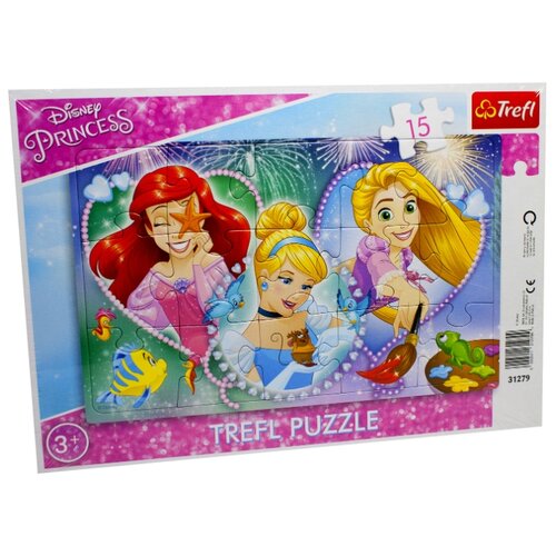 Купить Пазл Три счастливые принцессы в рамке (15 деталей) в короб, Trefl