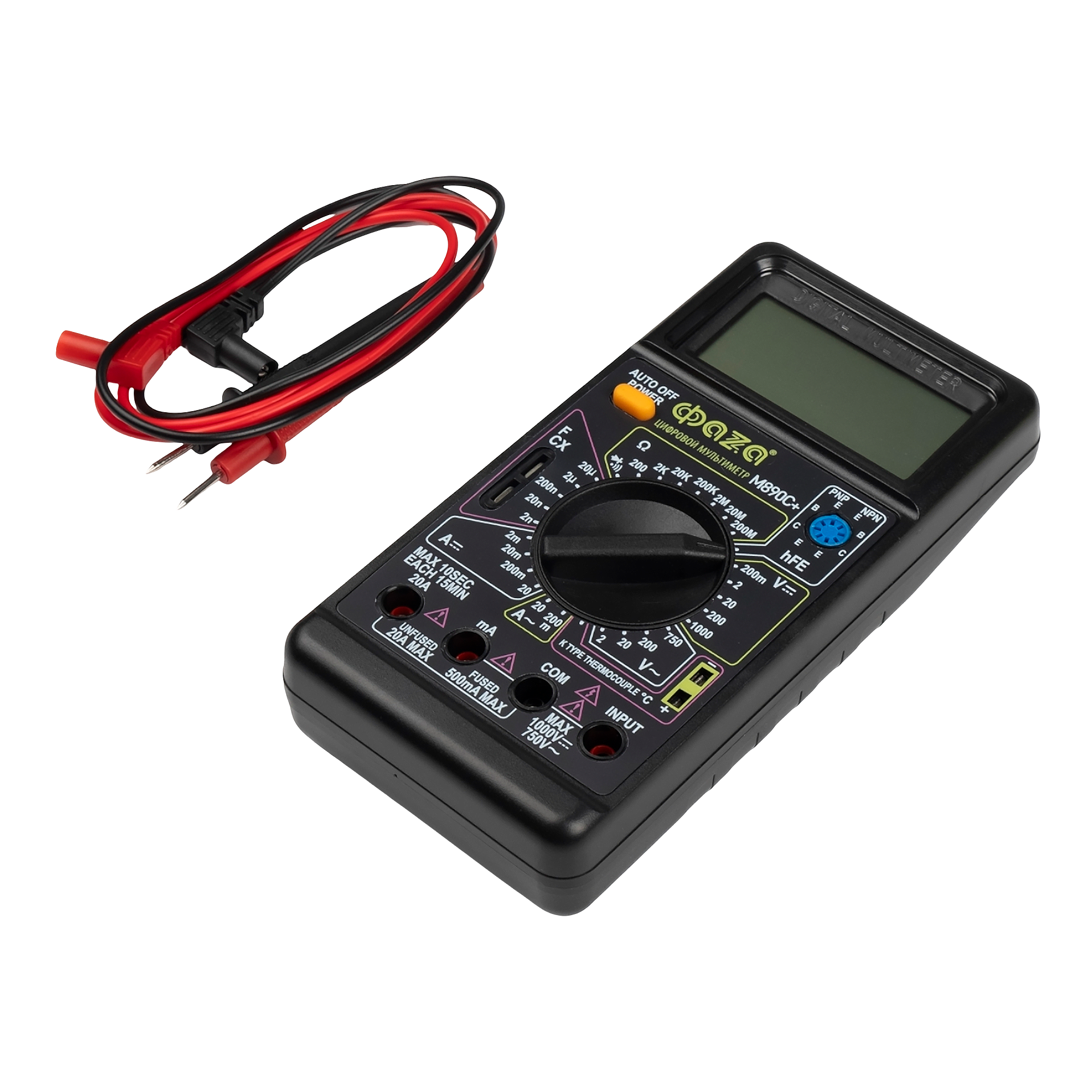 Мультиметр Фаза M890C+ с прозвонкой цепей черный ударопрочный