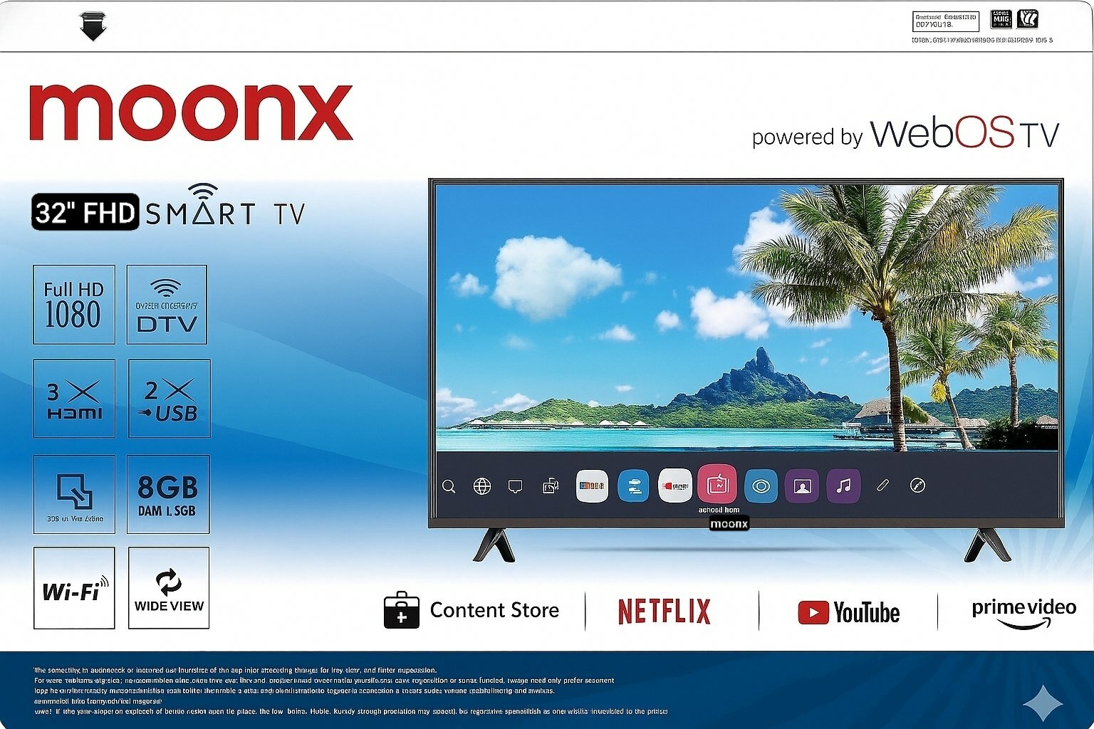 Телевизор Moonx 32 диагональ, NEW webOS LG system M805, голосовое управление c пульта