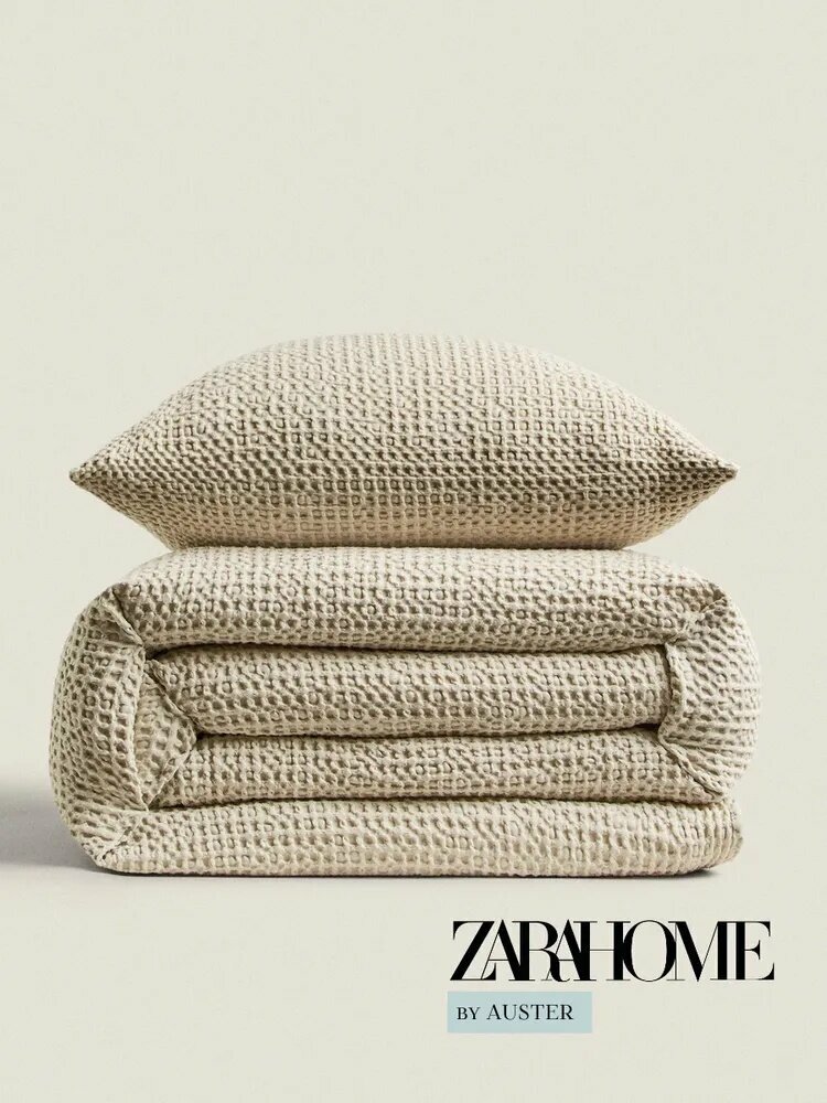 ZARA HOME Покрывало MINI WAFFLE-KNIT COTTON BEDSPREAD, Хлопок с размерами: 250 см х 230 см