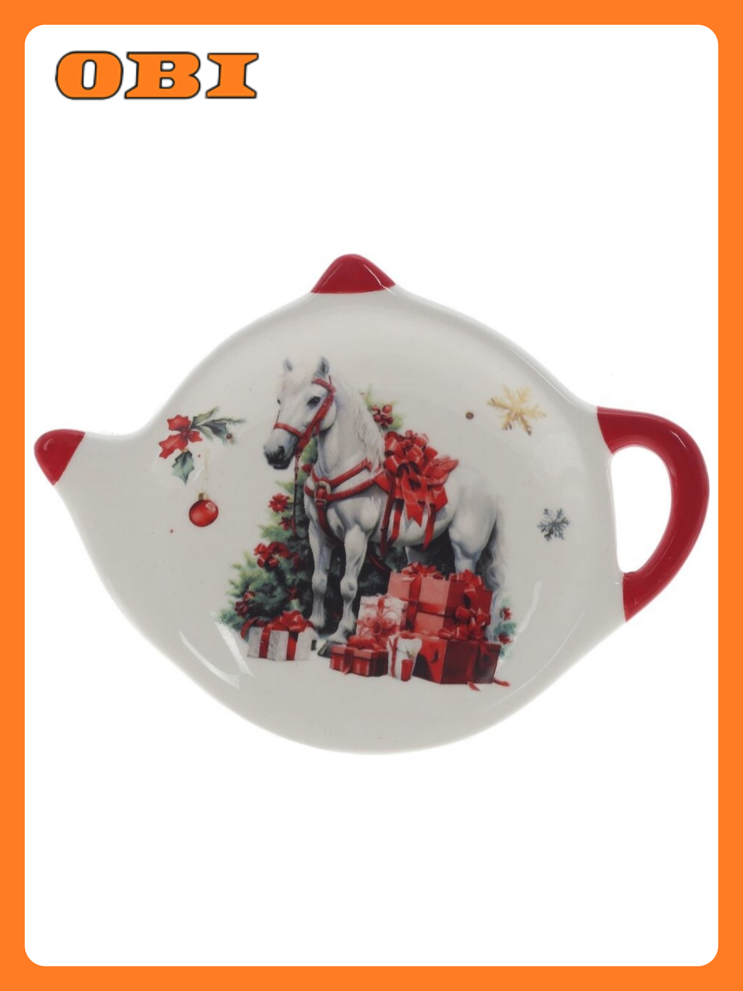 Подставка для чайных пакетиков Лошадь L12 W9 H1 см белый/красный