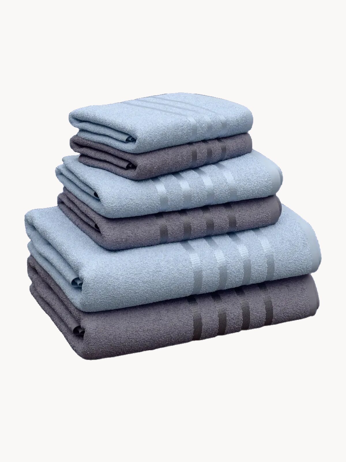 Полотенце махровое 6 шт 30х60 2шт; 50х80 2 шт; 70х130 2 шт Galtex Классико Голубой/Серый
