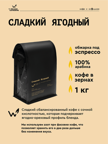 Изображение товара Кофе в зернах Сварщица Екатерина "Сладкий Ягодный" под эспрессо - 1 кг