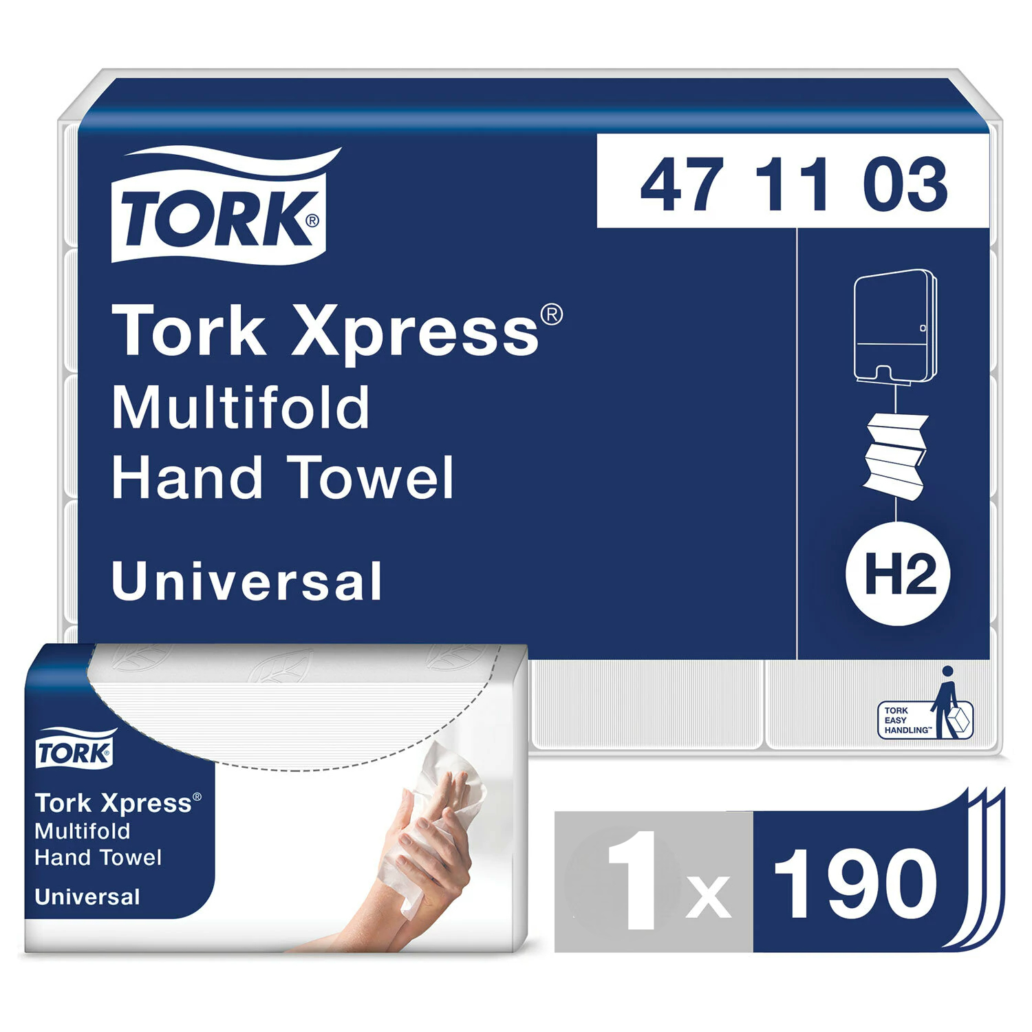 Полотенца бумажные (1 пачка 190 листов) TORK (H2) Universal 2-слойные цвет натуральный234х213 Z-сложение 471103