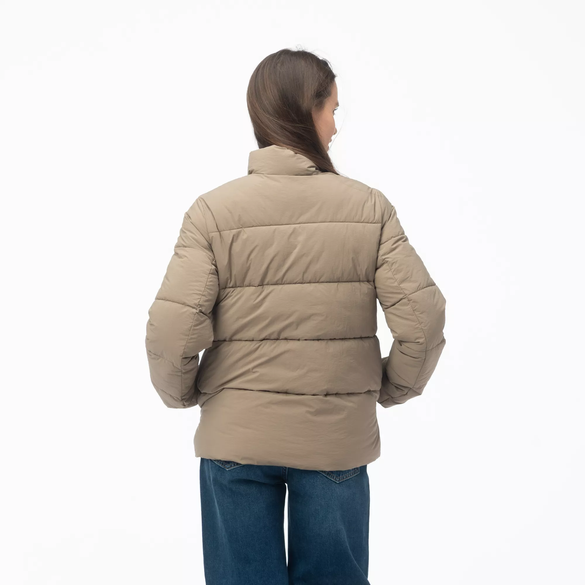 Куртка GUESS NEW CLAUDIA LIGHT PUFFER, размер M, коричневый — фото 1