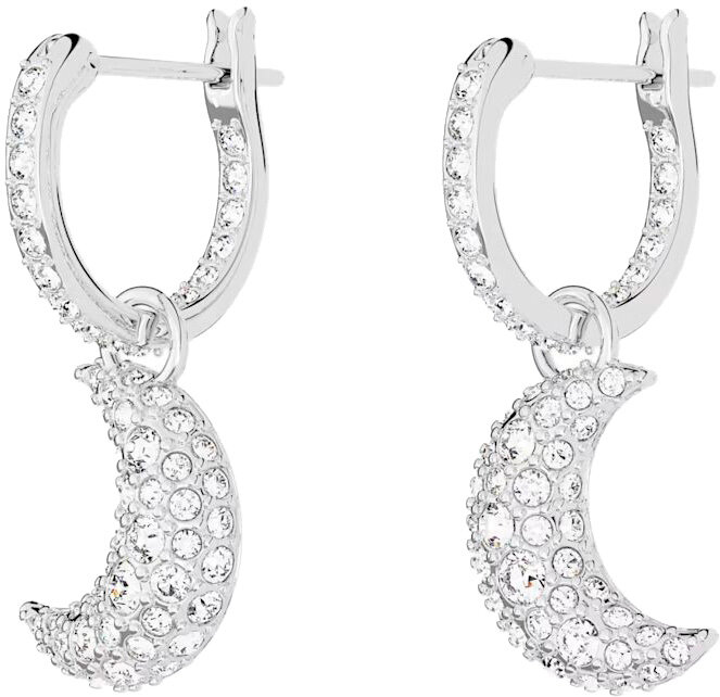 Серьги SWAROVSKI, кристаллы Swarovski, размер 25 мм, серебряный — фото 1