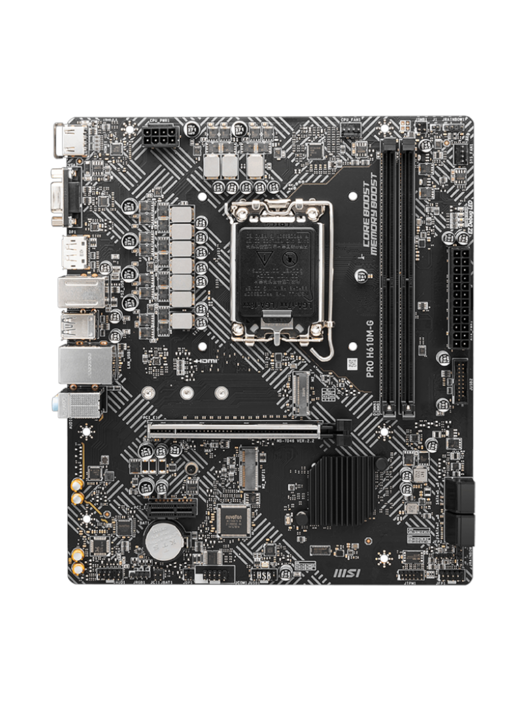 Материнская плата MSI PRO H610M-G D5 — чипсет Intel H610, Micro-ATX, DDR5, PCI-E 4.0 — фото 1