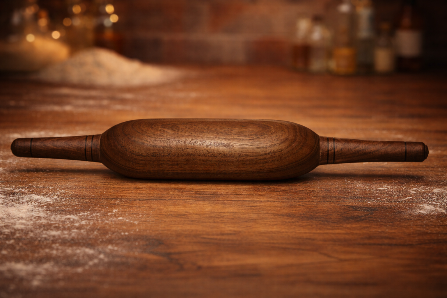 Скалка кухонная из натурального ореха, ручная работа, 40 × 6 см, деревянная скалка для теста и домашней выпечки