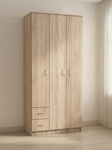 Изображение товара Шкаф трехстворчатый распашной Шелли-21 с 2 ящиками, ШхГхВ: 90х50х210 см