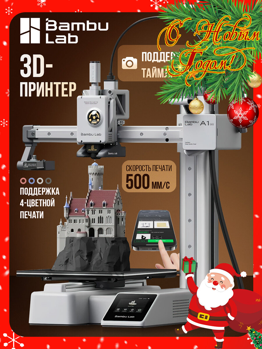 3D принтер Bambu Lab A1 mini (EU-версия), Поддержка 4-цветной печати