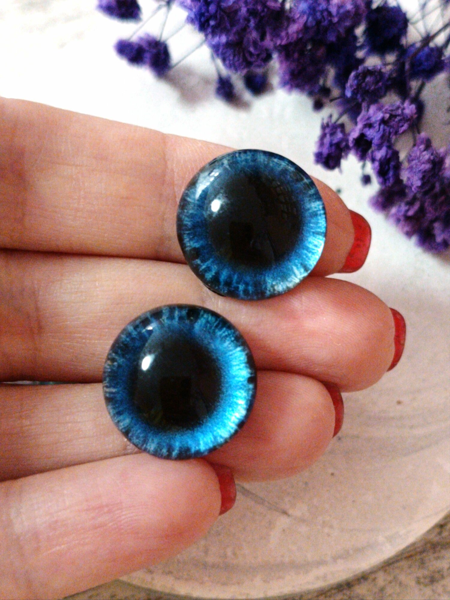 Глаза стеклянные кабошоны для игрушек 18мм 2 пары — фото 1