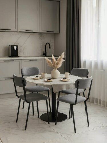 Изображение товара Стулья для кухни и обеденной зоны 4шт комплект, мягкие со спинкой, антивандальный велюр, 41 х 47 х 81 см, Серый