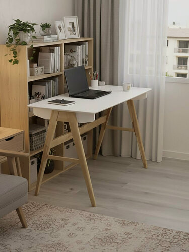 Изображение товара Письменный стол Minimal S из дерева, белый, без ящиков, 100х60х75 см