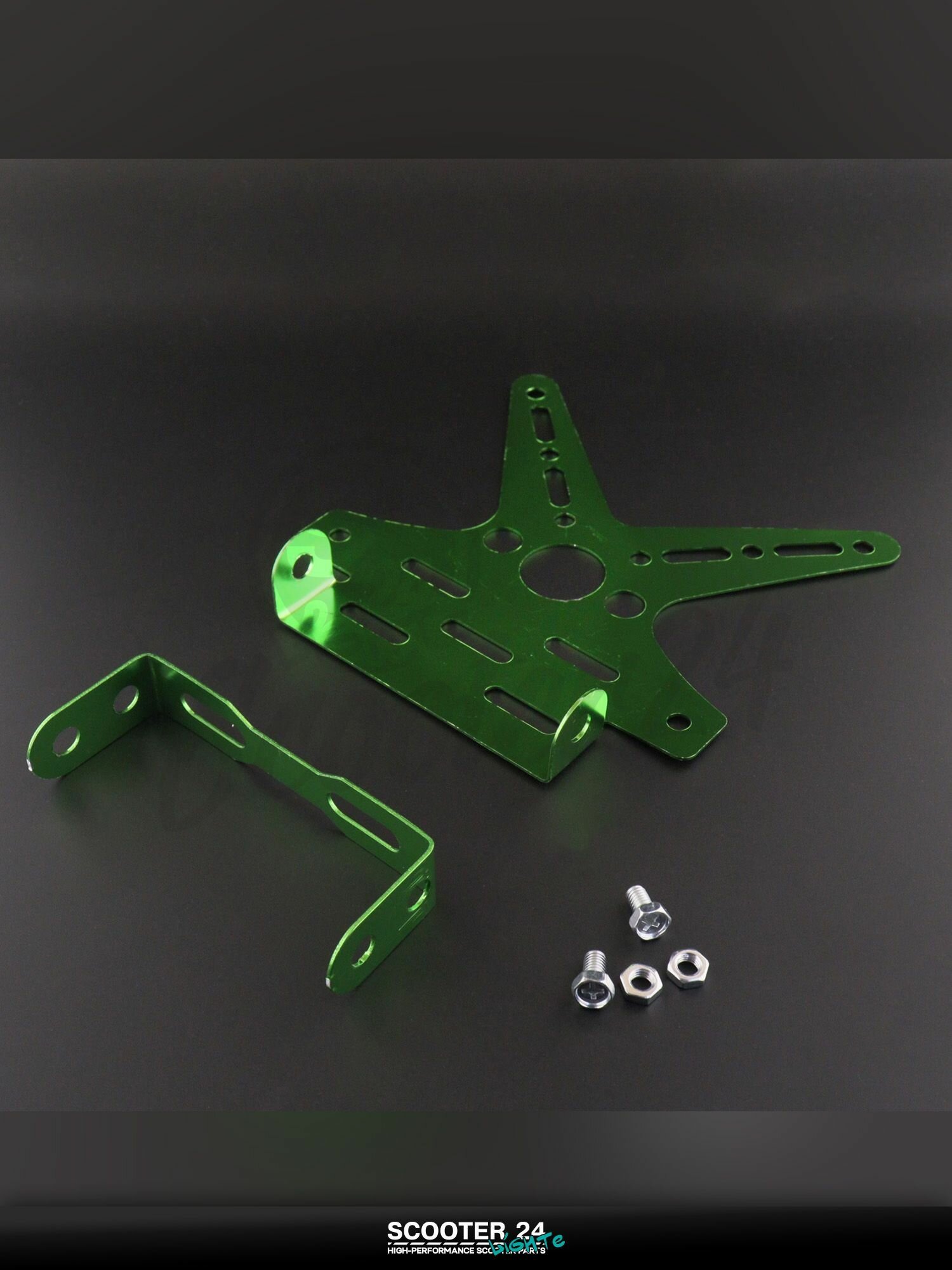 Рамка для крепления номера и поворотников с регулируемым углом наклона на мототехнику (зеленая) "XJB"
