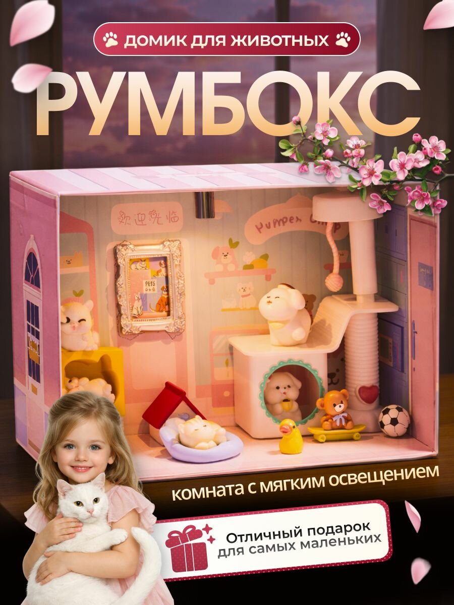 Игровой набор "Домик для животных", румбокс, с подсветкой, пластик, картон, от 3 лет