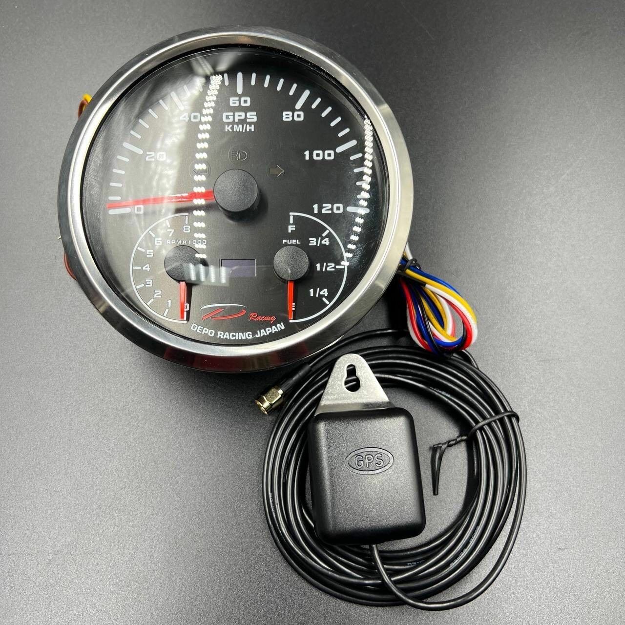 Прибор многофункциональный электронный 3в1 (д.110мм; черный, хромированный ободок) (DEPO)