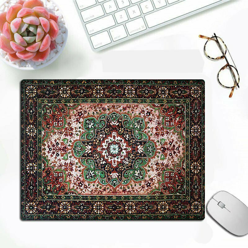 Миниатюрный персидский коврик для мышки XXL o‘yin / ofis uchun — 18×22 sm, 2 mm qalinlik.