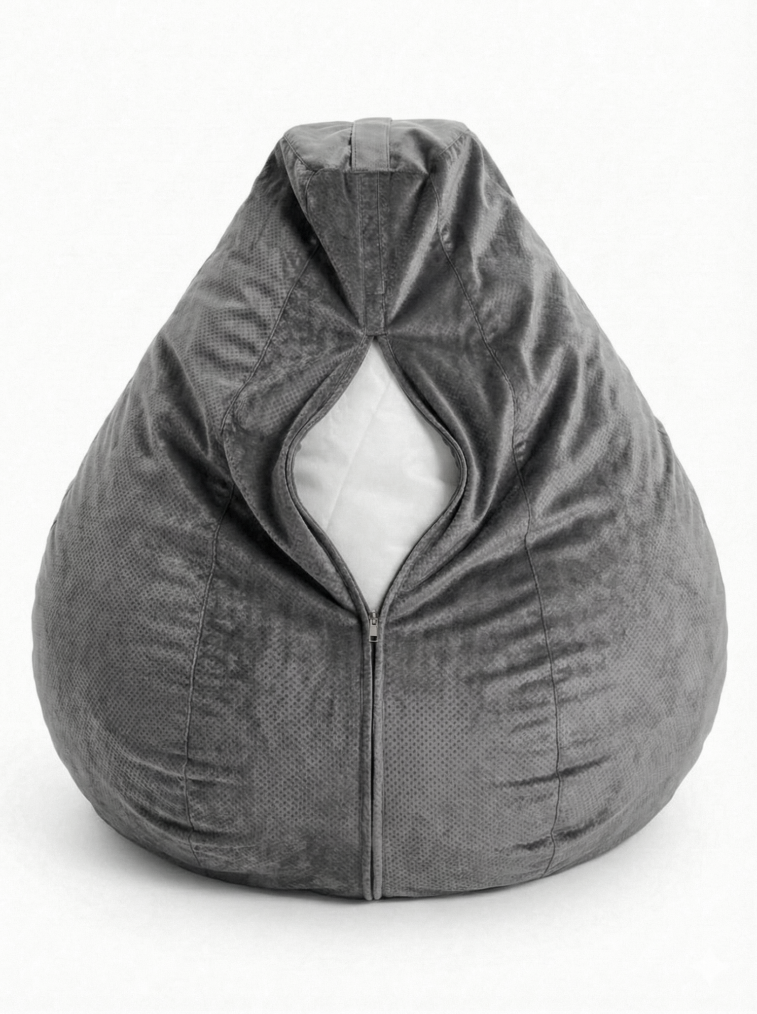 Кресло-мешок Пуффбери «Груша», размер XXL средний, Велюр Серый — фото 1