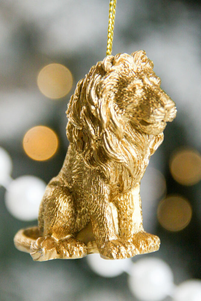 Ёлочная игрушка золотой ЛЕВ, полистоун, 6 см, Edelman 1082426