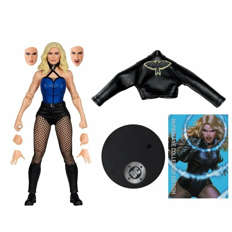 DC Multiverse Black Canary DC Rebirth фигурка 7" 22 артикуляции 2 лица арт карта