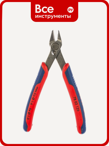Изображение товара Бокорезы для электроники KNIPEX KN-7803125 из спиральной проволоки двухкомпонентные рукоятки из нержавеющей стали