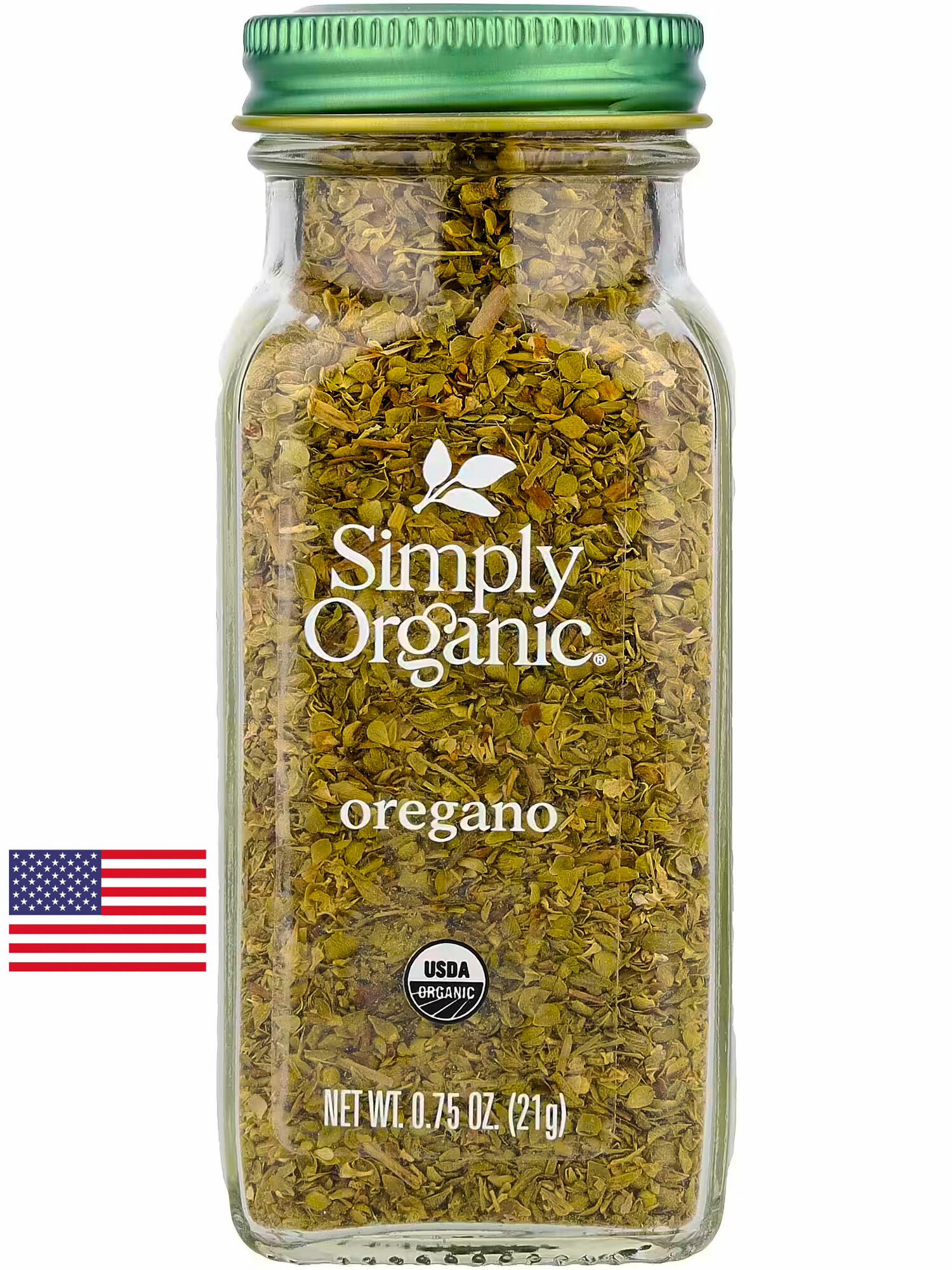 Органическое орегано Simply Organic в стеклянной баночке 21 гр