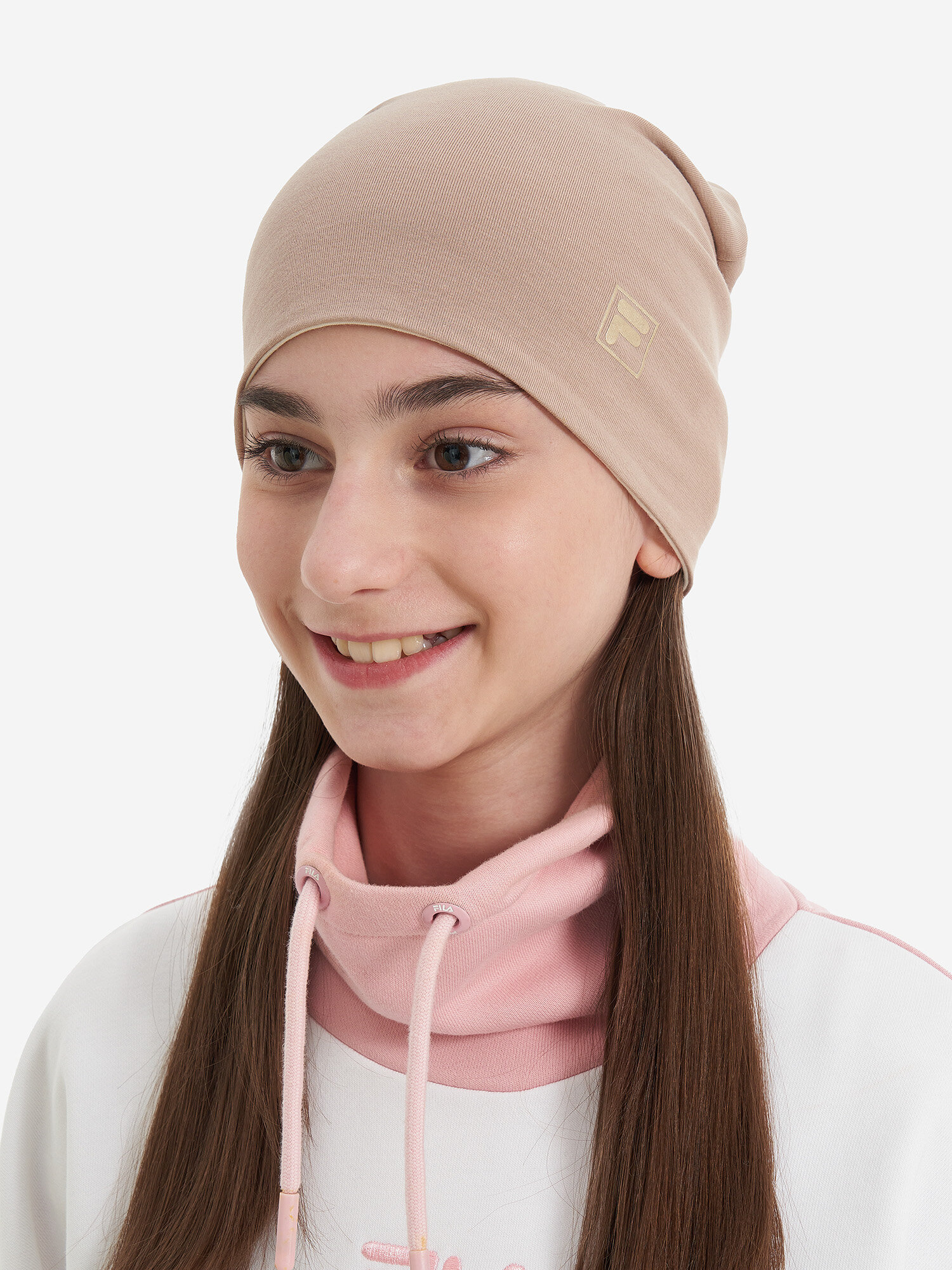 Шапка Fila для девочек, размер 52, бежевый