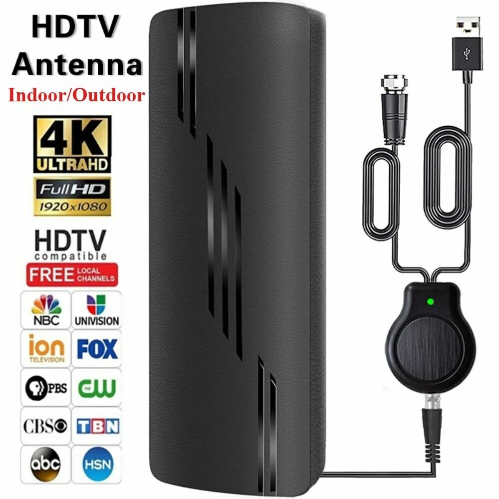 Антенна для всех Smart TV радиус действия более 1800 миль мощная для местных каналов с усилителем сигнала 4K 1080P ATSC DVB-T DMB-T