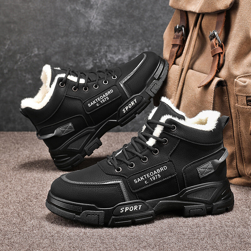 Мужские зимние ботинки больших размеров, зимние хлопковые ботинки на флисовой подкладке, мужские ботинки Martin, хлопковые ботинки, размеры 39-48