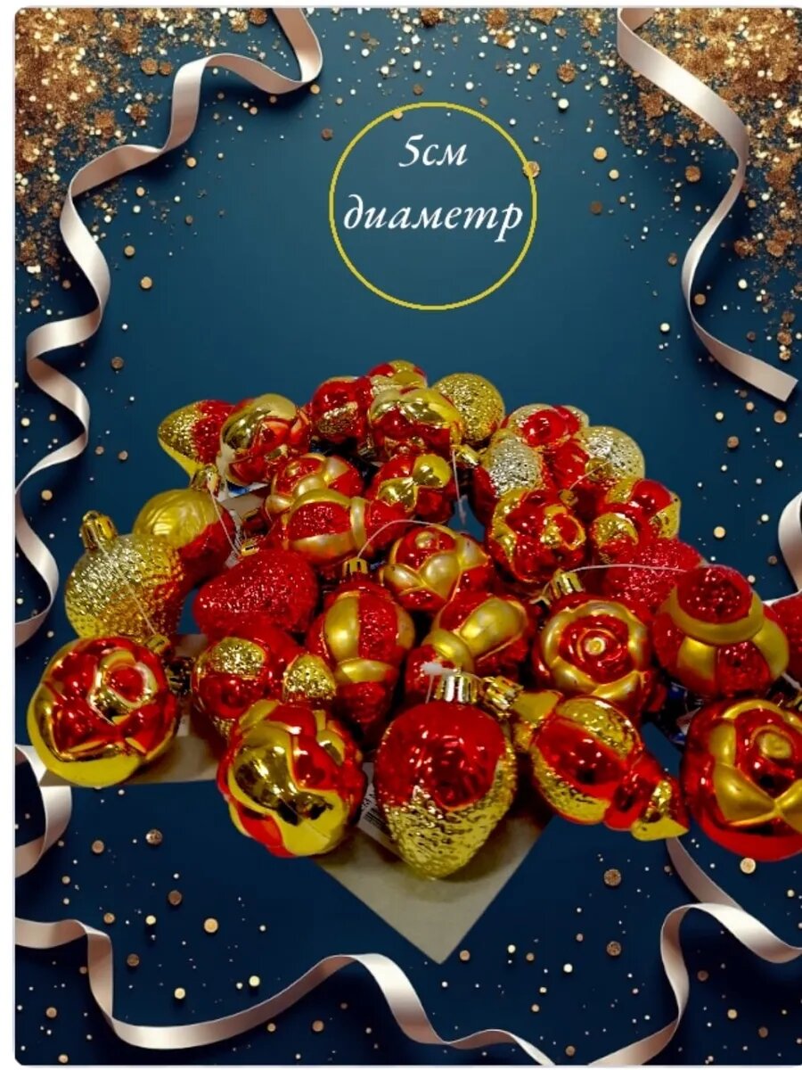 Набор ёлочных украшений 30 шт красный — фото 1