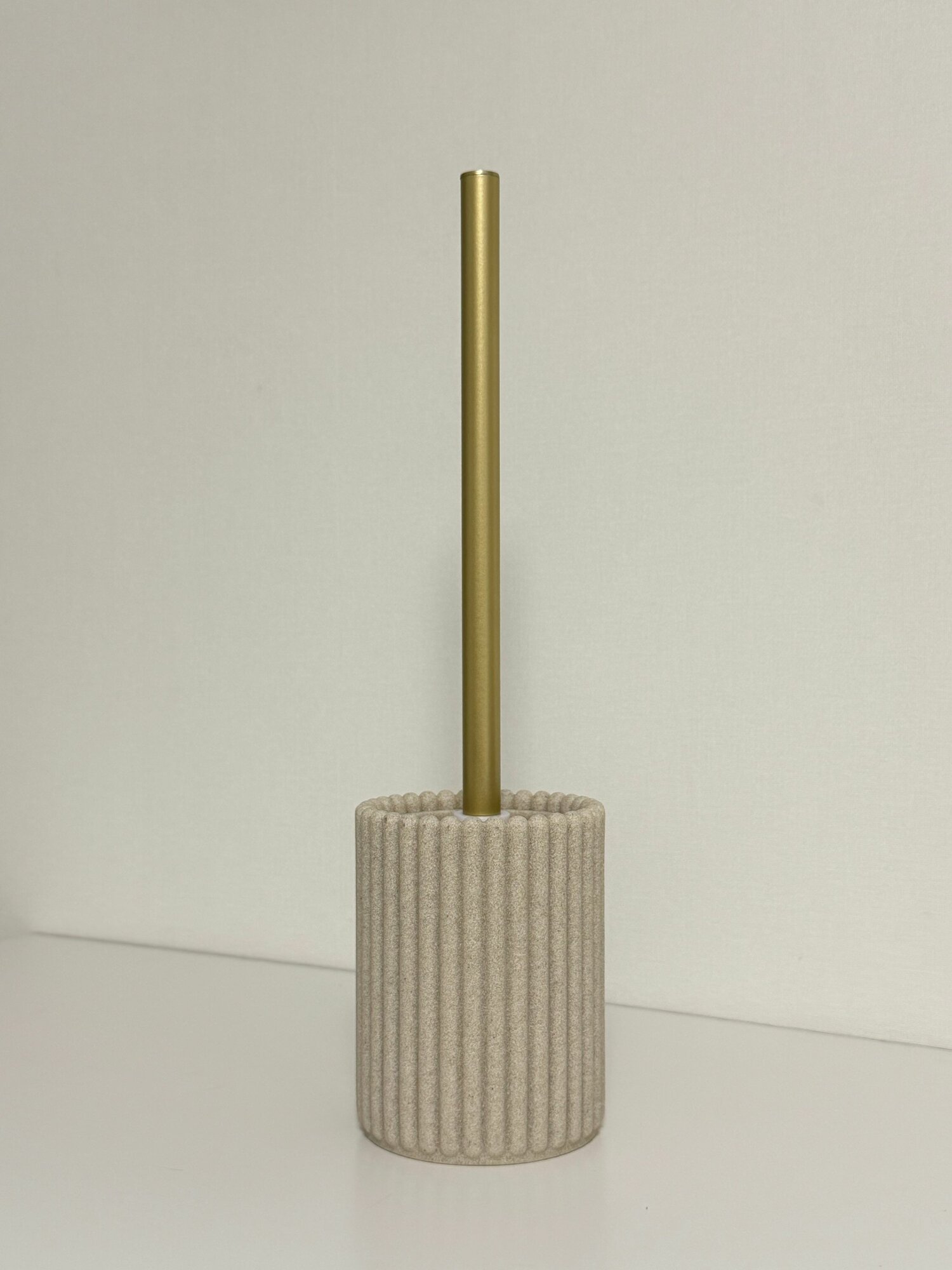 Ершик для унитаза с подставкой / ершик для туалета напольный бежевый рельефный