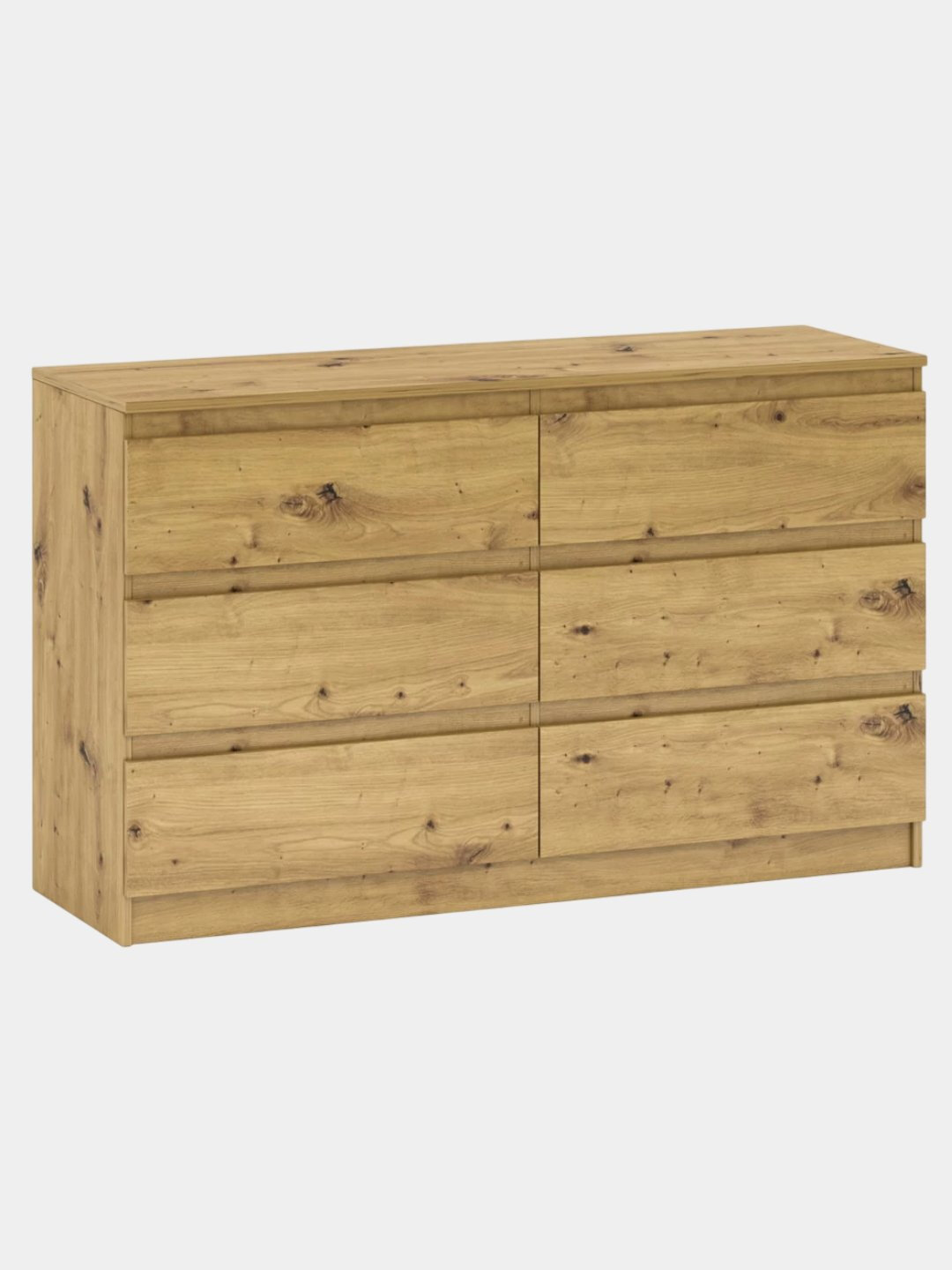 Комод Martin, ЛДСП, 120x70x33 см, 6 ящиков, минимализм, белый, дуб — фото 1