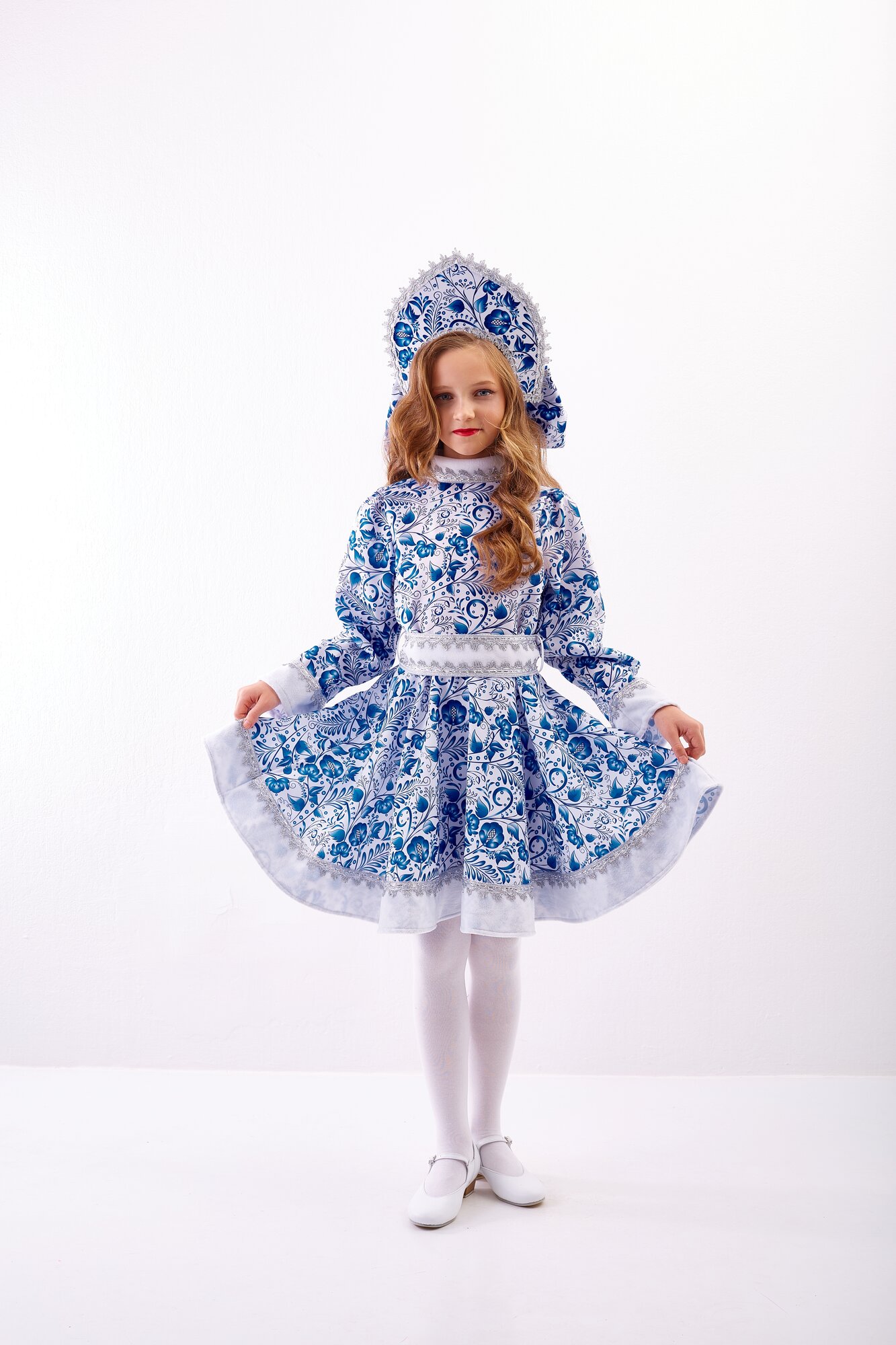 Детский новогодний костюм Снегурочки для девочки размер 122-128