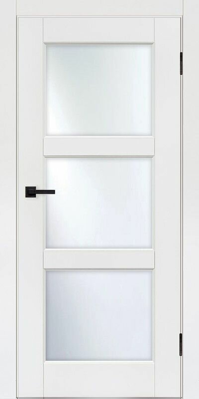 Дверь межкомнатная комплект с коробкой и наличниками Турин-10 со стеклом белая эмаль 700х2000мм