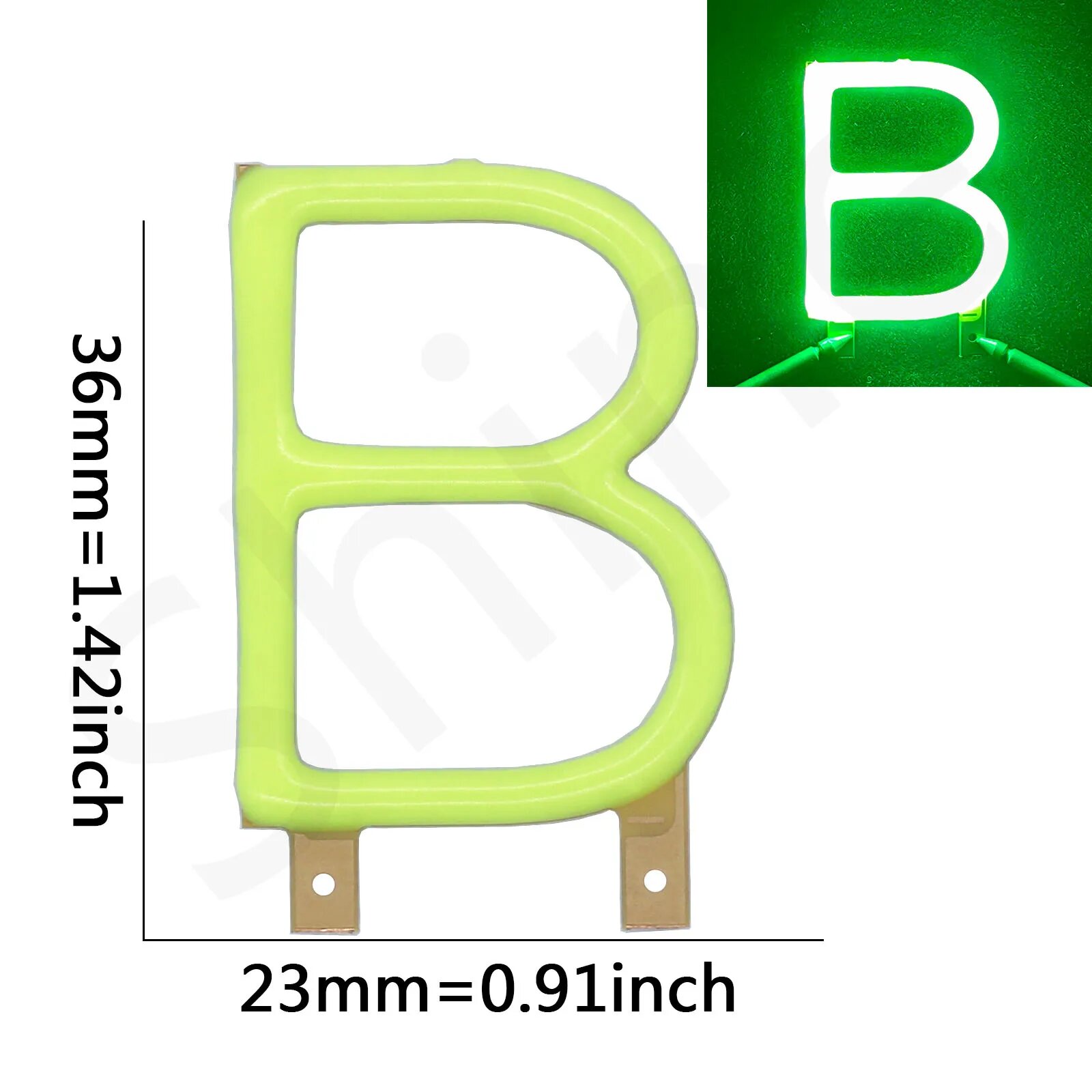 Зелёная светодиодная нить с буквами DT&ZM