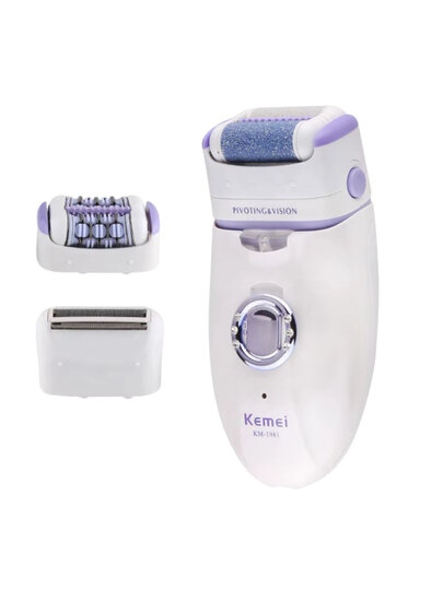 Эпилятор Kemei КМ-1981, 3 в 1, для тела, лица, водонепроницаемый, белый — фото 1