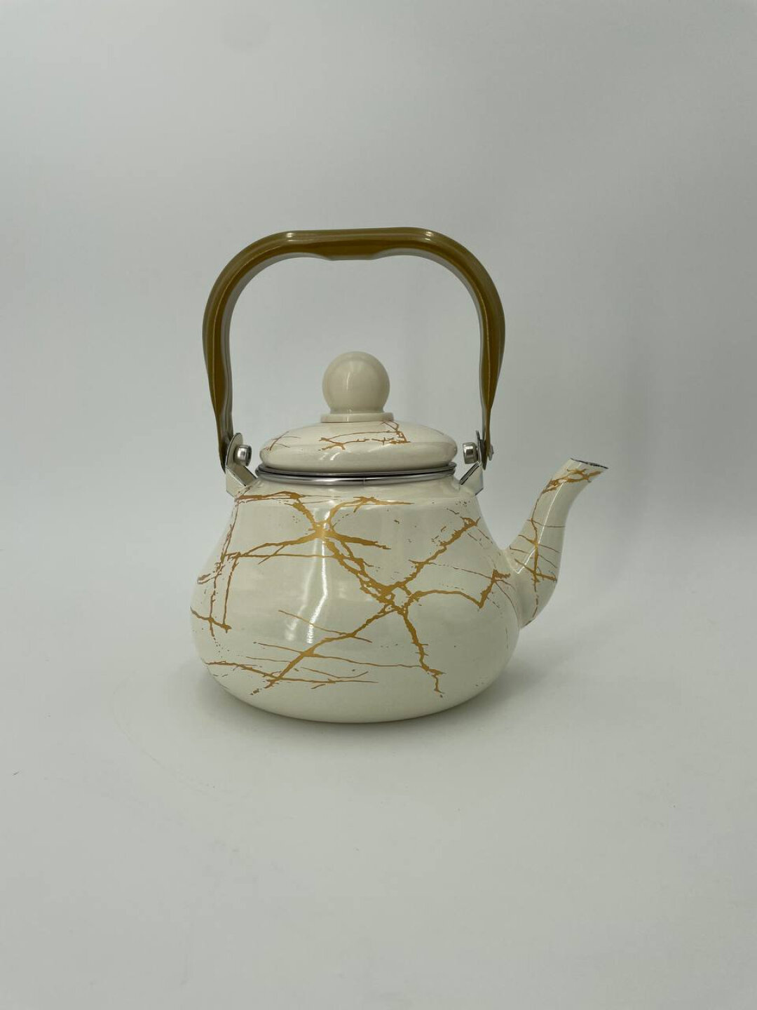 Набор эмалированных чайников, в подарочной упаковке, белого цвета — фото 1