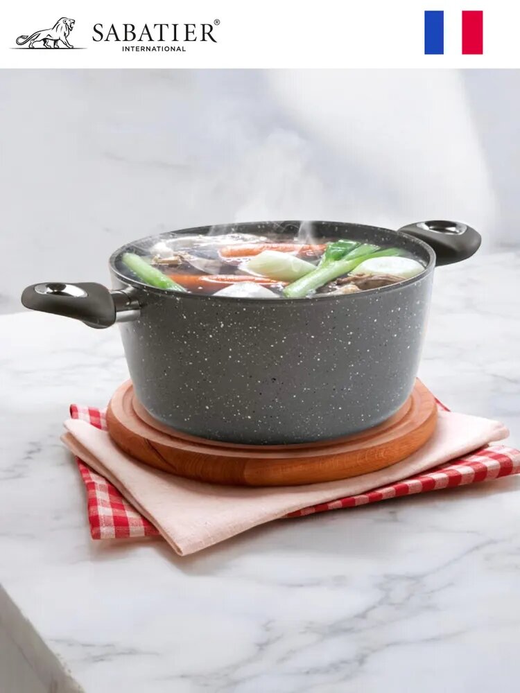 Кастрюля-пароварка со вставкой с крышкой Le Granit Sabatier на 4 литра для индукционной плиты — фото 1