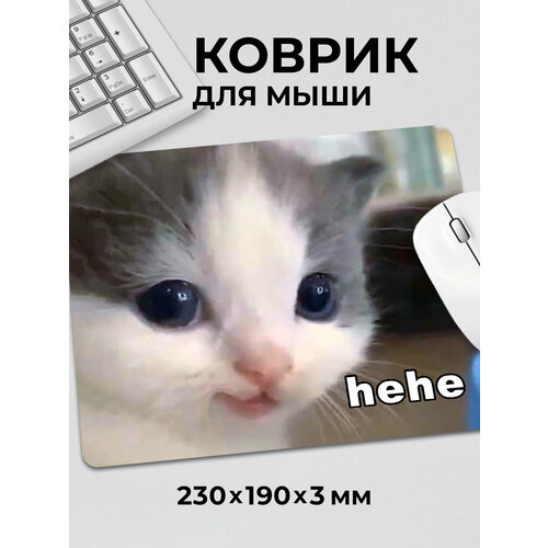 Коврик для мышки с приколом мем милый котик Мне кофя с печенькой