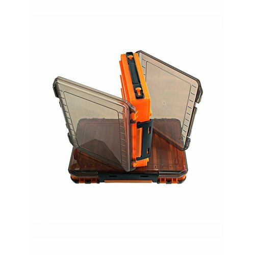 Коробка для воблеров двухсторонняя L 27*19*4.7 см, оранжевая