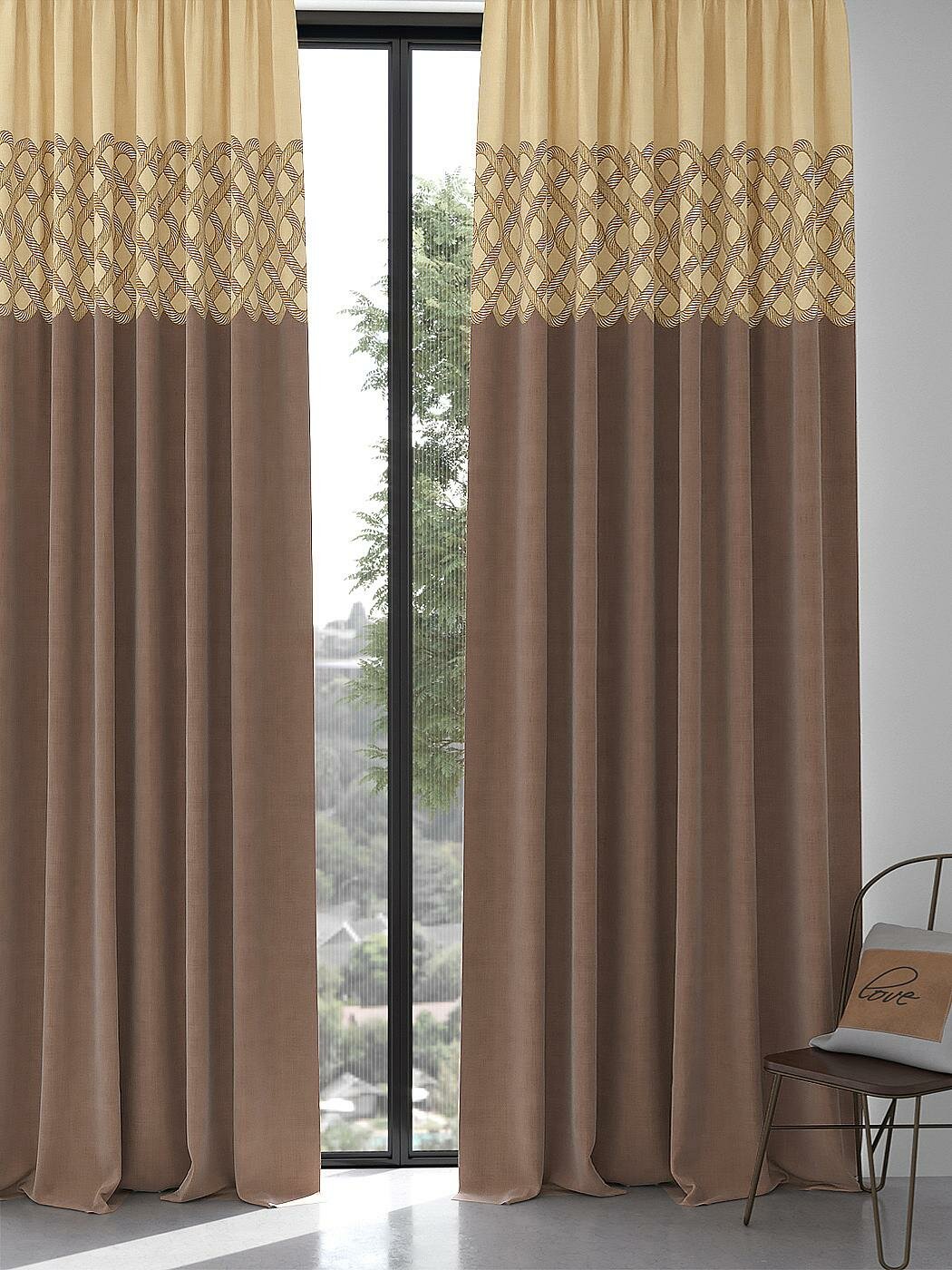 Штора для спальни и гостиной готовая 150x270 см с рисунком (967089-270)