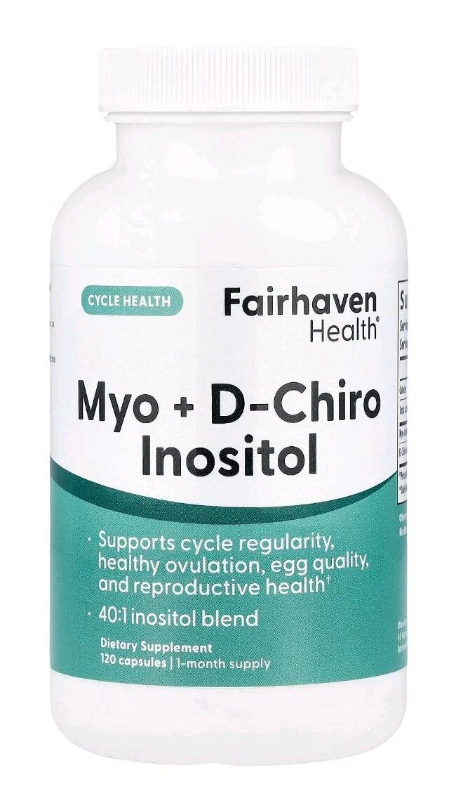 Добавка Fairhaven Health "Myo+D-Chiro Inositol", Мио д чиро инозитол для обмена веществ и гормонального баланса, 2000мг, 120капсул