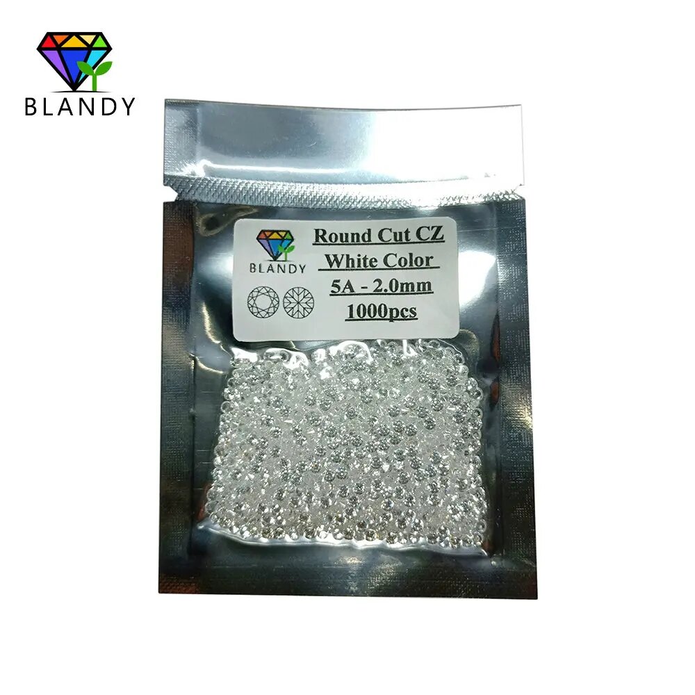 Кубический цирконий Round Cut CZ, Белый, 2.5 мм (1000шт)