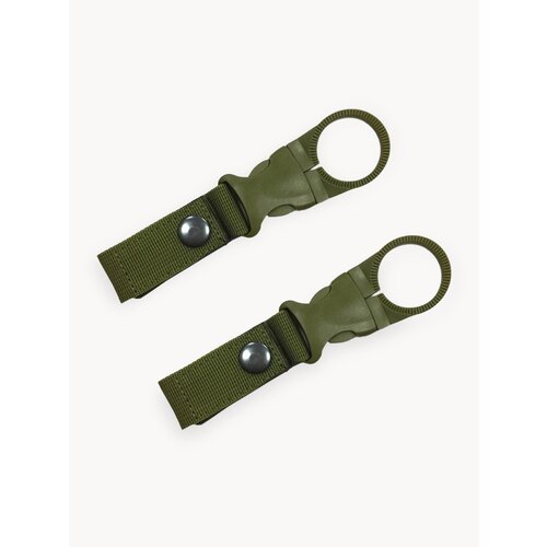 Держатель-фиксатор для бутылки быстросъемный, фастекс на рюкзак, ремень, велосипед, коляску, тактическое снаряжение. Цвет Темно-зеленый Хаки.