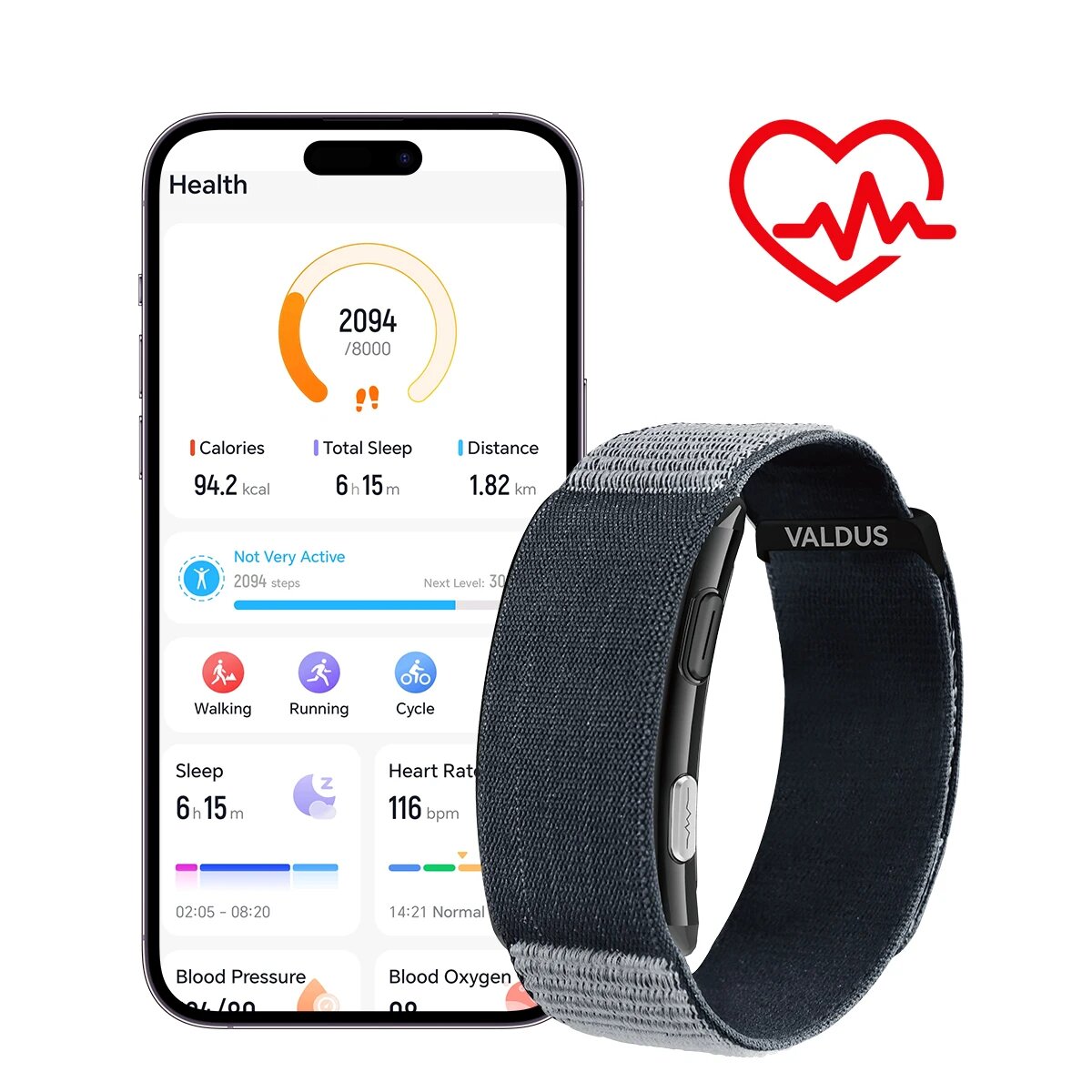 Черный фитнес-браслет WalkFit VITRO