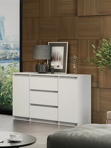 Изображение товара Комод ARNIKA, для одежды, 3 ящика, белый, ЛДСП, 120x39x75 см