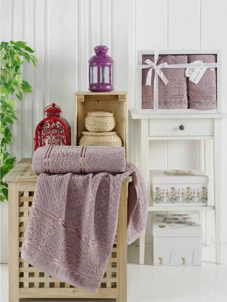 Набор полотенец PHILIPPUS MOTTYA брусничный 2 предмета — фото 1