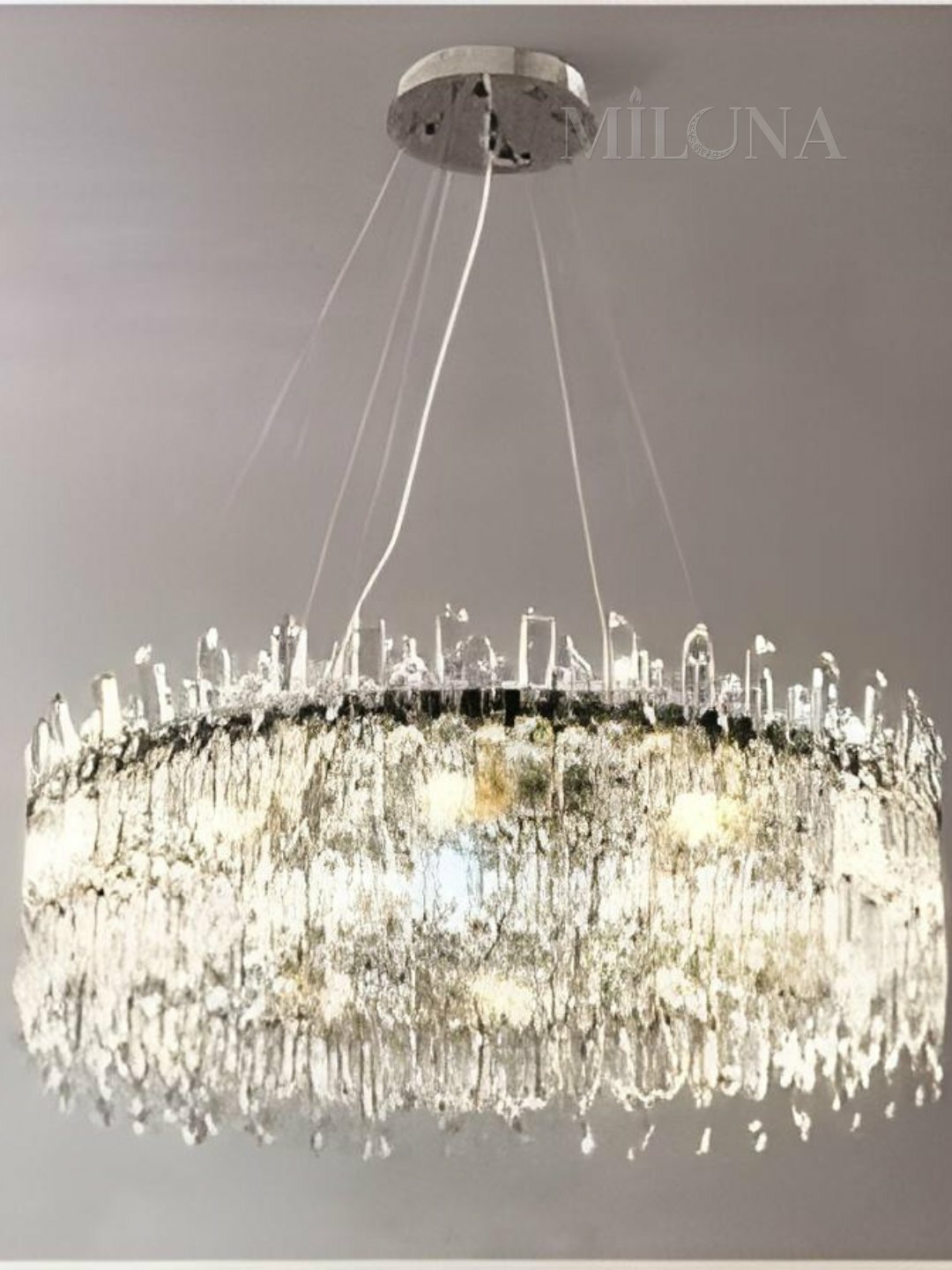 Люстра подвесная, с кристаллами K9, 3 размеров, с регулировкой высоты, для спальни, зала — фото 1