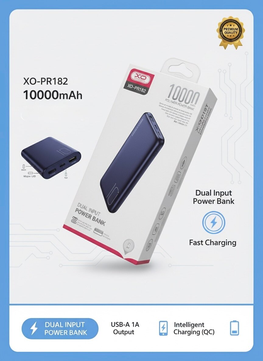 XO-PR182 Power Bank 10000 мАч – компактное и мощное зарядное устройство