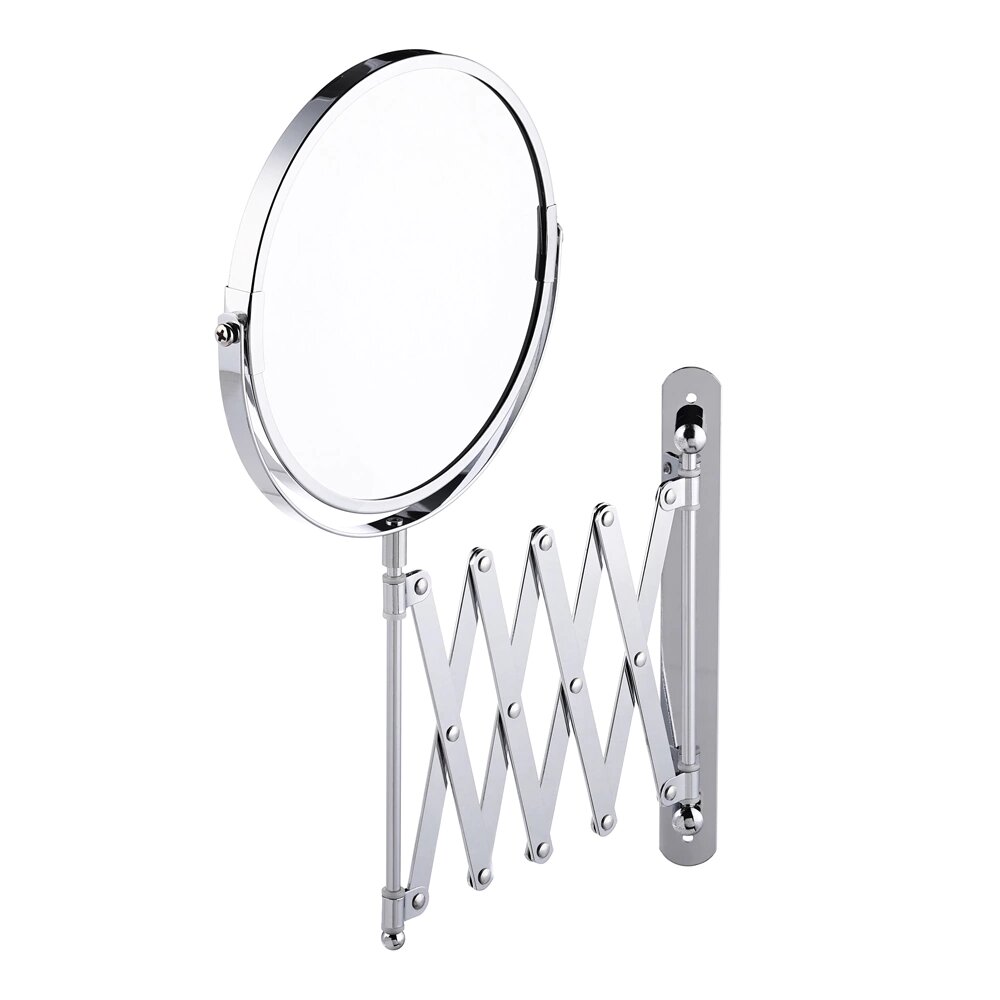 Зеркало косметическое d17 см настенное выдвижное хром